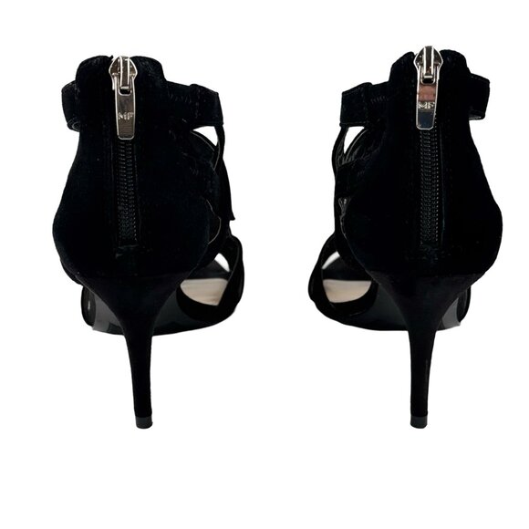 Marc Fisher Black Suede Cross Strappy Pumps High Heel Size 7.5 M - Picture 4 of 5